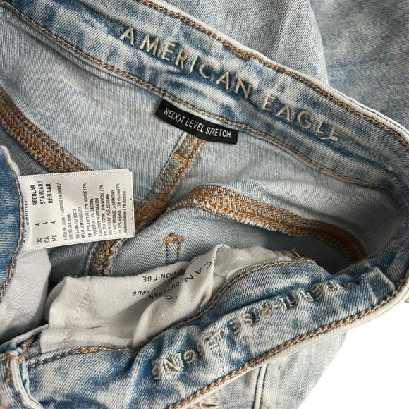 American Eagle 4 Regular Super HiRise Jegging Distressed Acid Light Blue - Picture 2 of 7